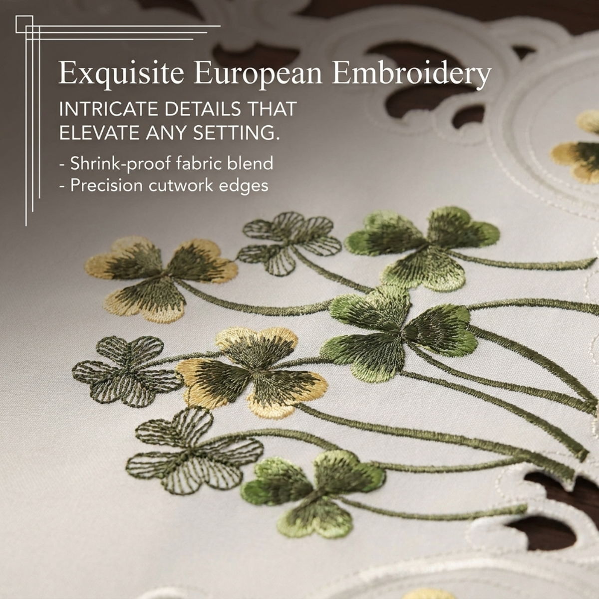 European Embroidered Placemats – Rustic Linen Placemat Set for Dining Table Protection