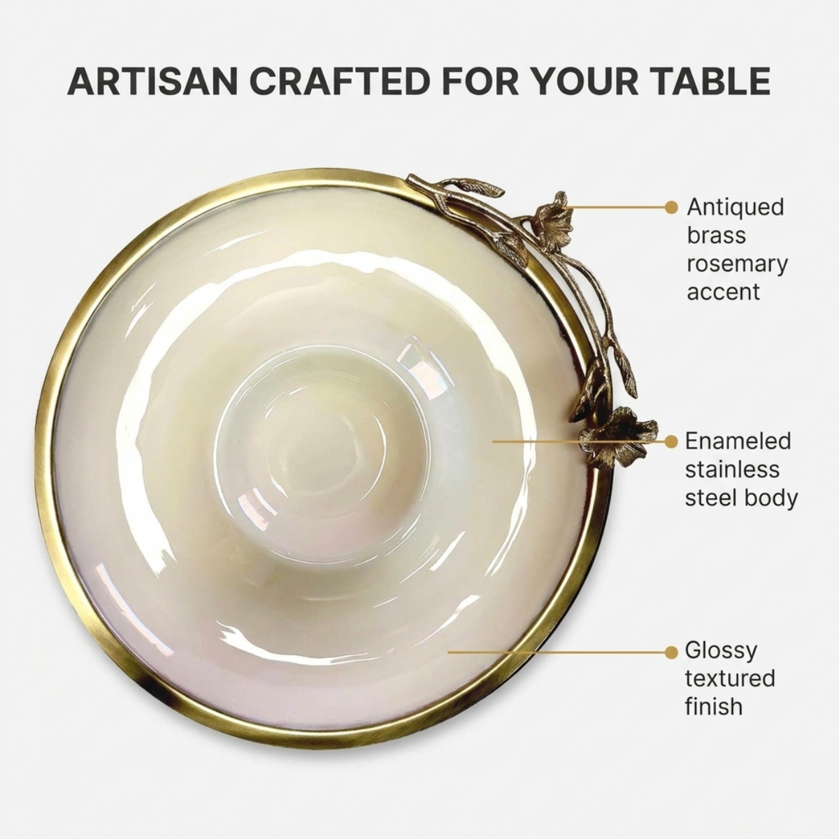 Chip and Dip Platter – Large Ceramic Snack Serving Set with Rosemary Accent