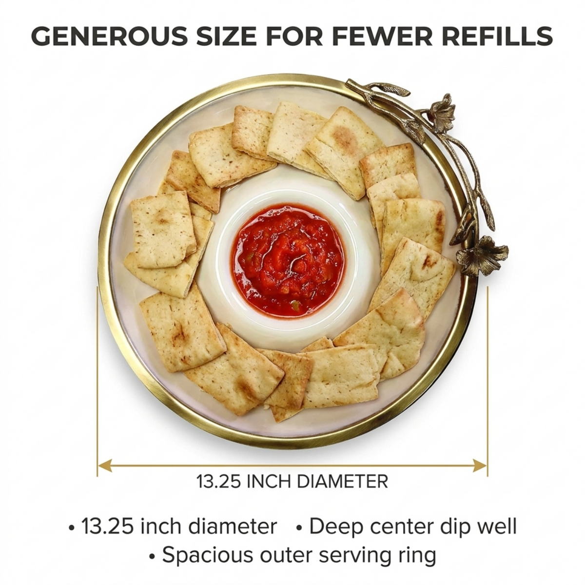 Chip and Dip Platter – Large Ceramic Snack Serving Set with Rosemary Accent