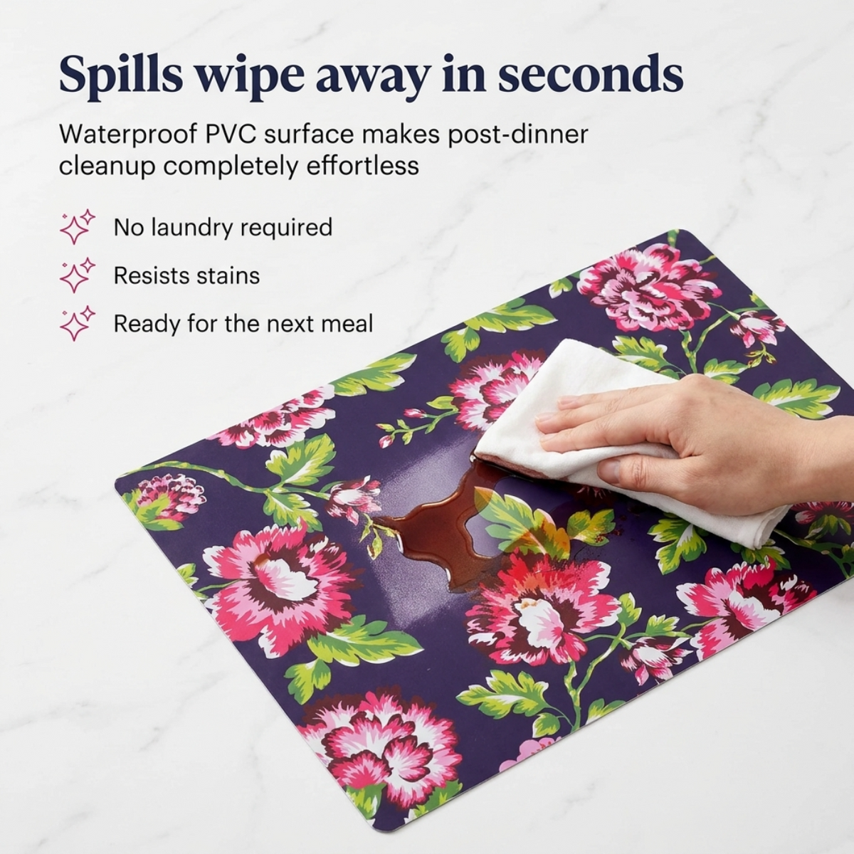 Floral Cork Placemats – Heat Resistant, Cork Backed Indoor Outdoor Mats