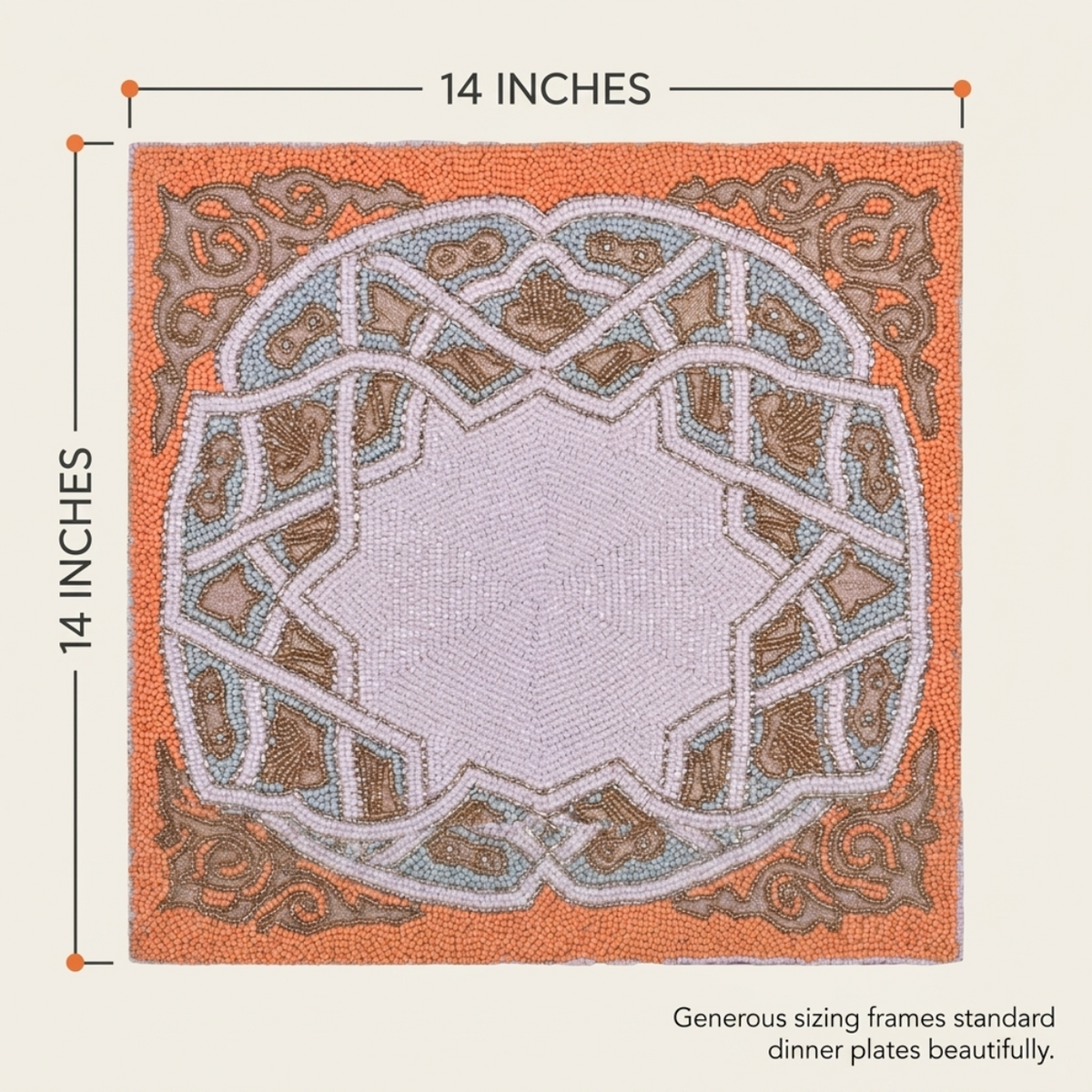 Beaded Placemats - Handmade Embroidered Satin Backing, Scratch & Heat Resistant