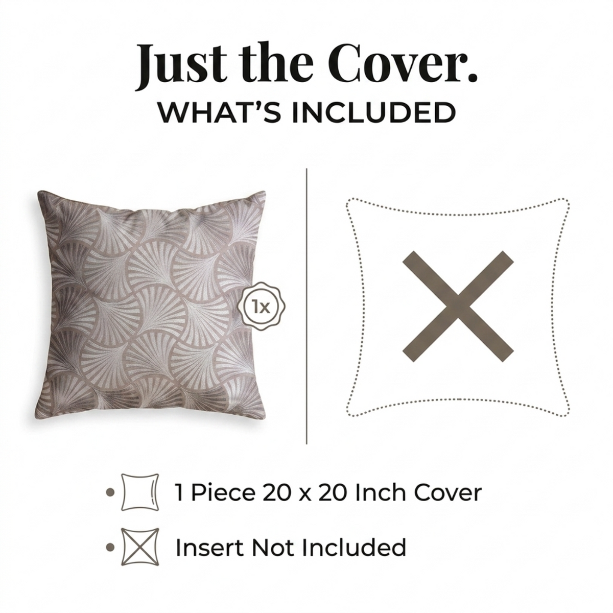 Throw Pillow Covers - Beige Brown Linen Cushion Covers 20 x 20 Inch Zipper Closure