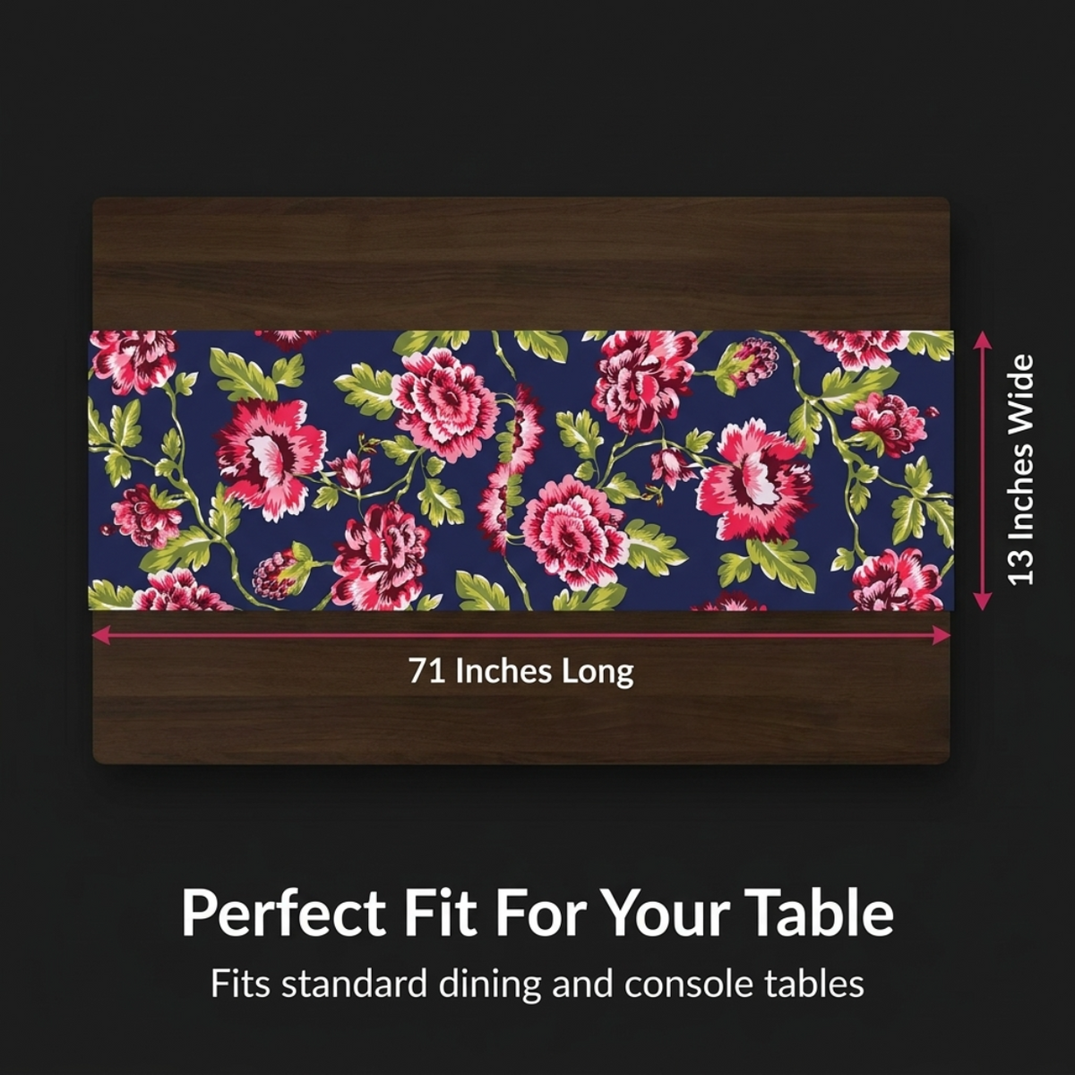 Blue Floral Table Runner – Printed Polyester