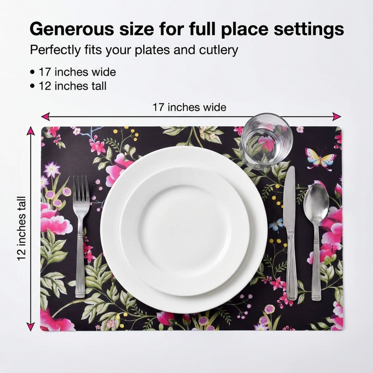 Floral Cork Placemats – Cork Backed, Heat Resistant Indoor Outdoor Table Mats