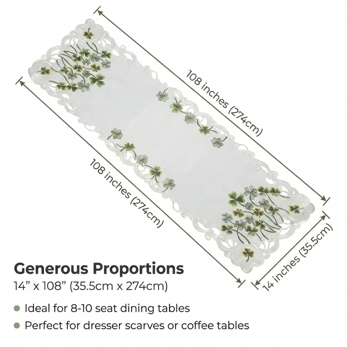 Ivory Table Runner – Clem Collection, Embroidered Linen
