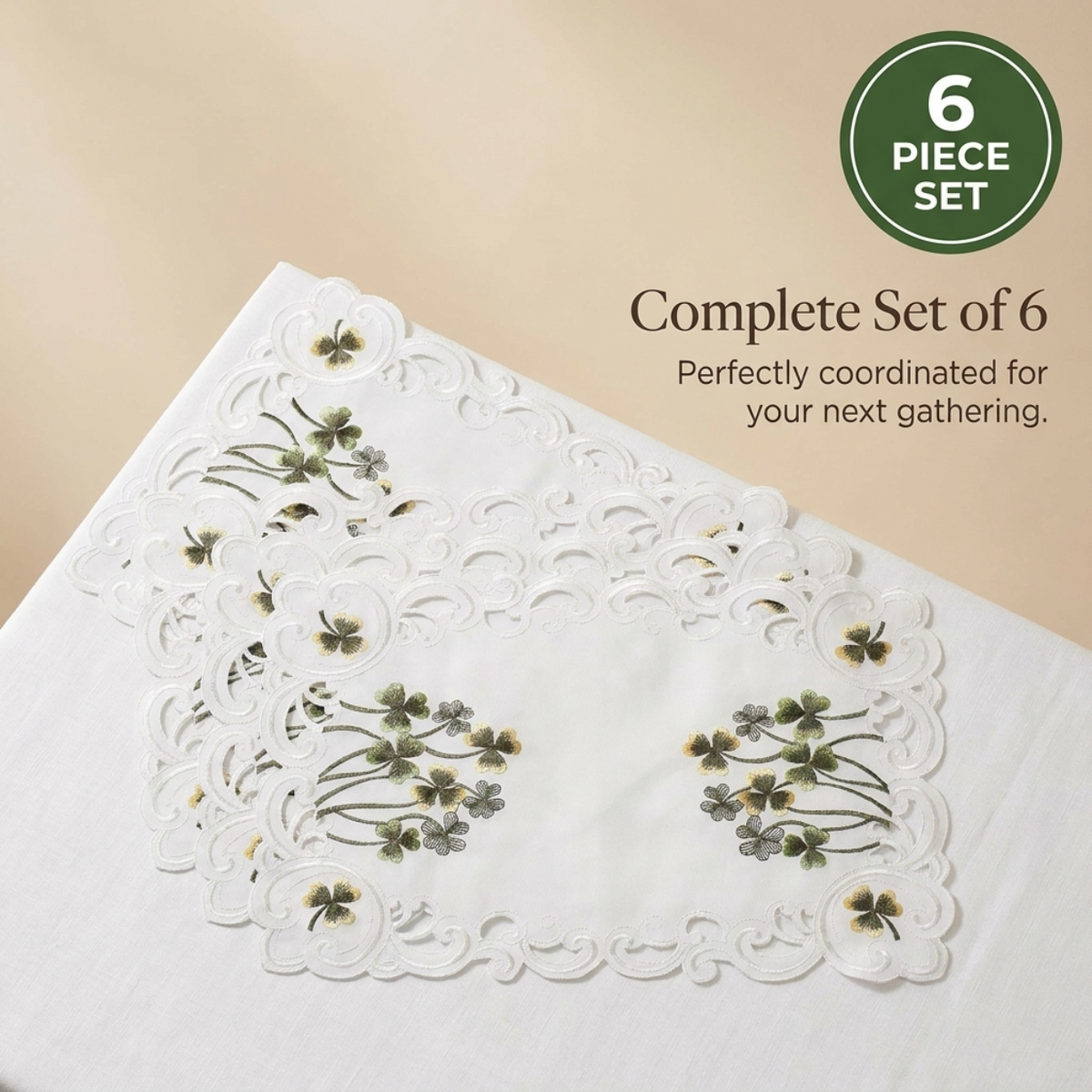 European Embroidered Placemats – Rustic Linen Placemat Set for Dining Table Protection