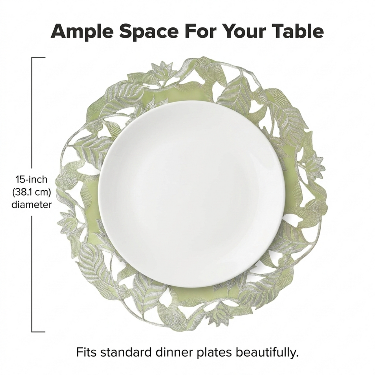 Light Green Linen Doilies – Daulton, 15 Inch