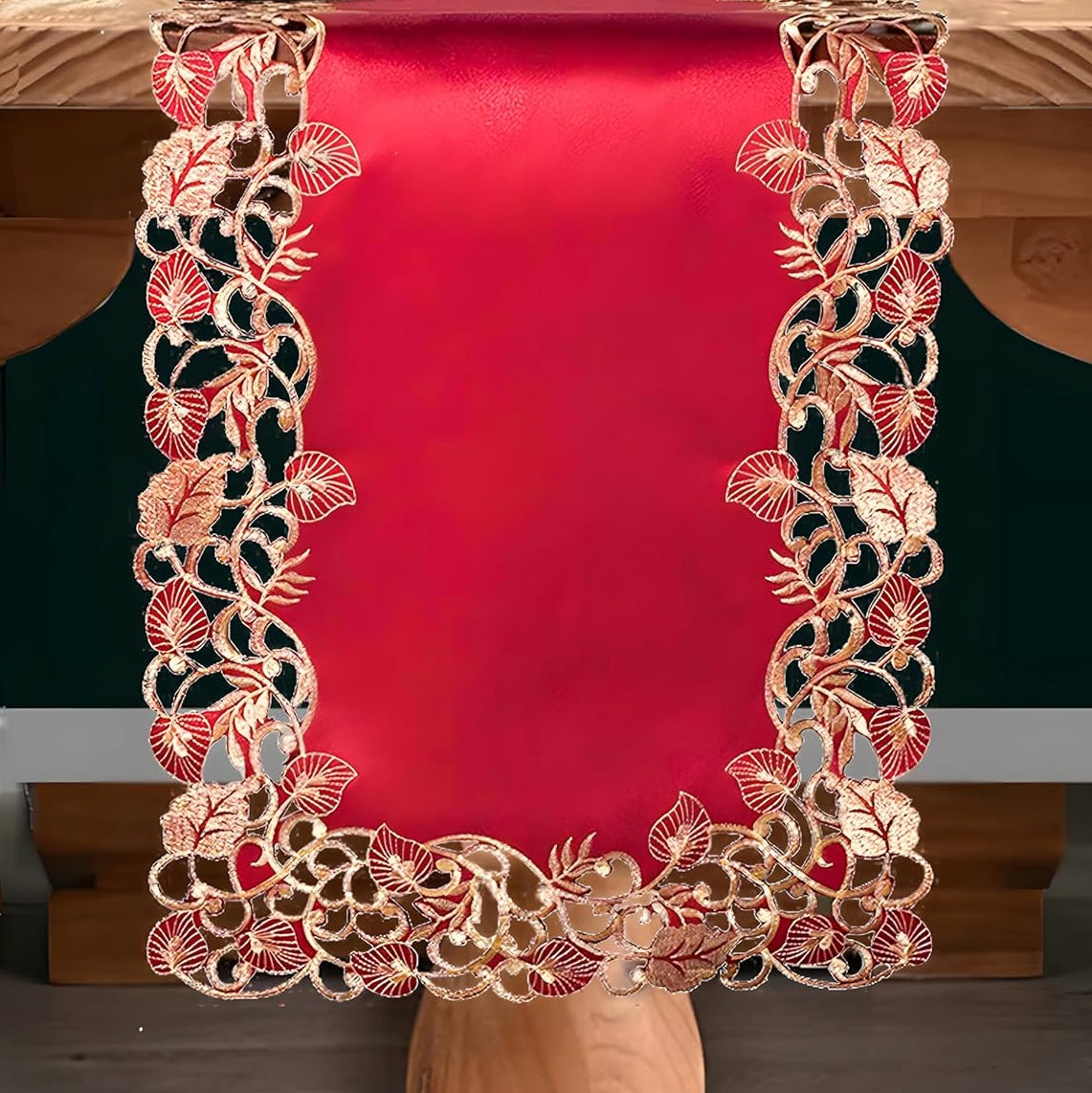 Royal Garnet – Burgundy Gold Table Runner, Tarantino Collection Elegant Home Décor 14*108 inch - Decozen