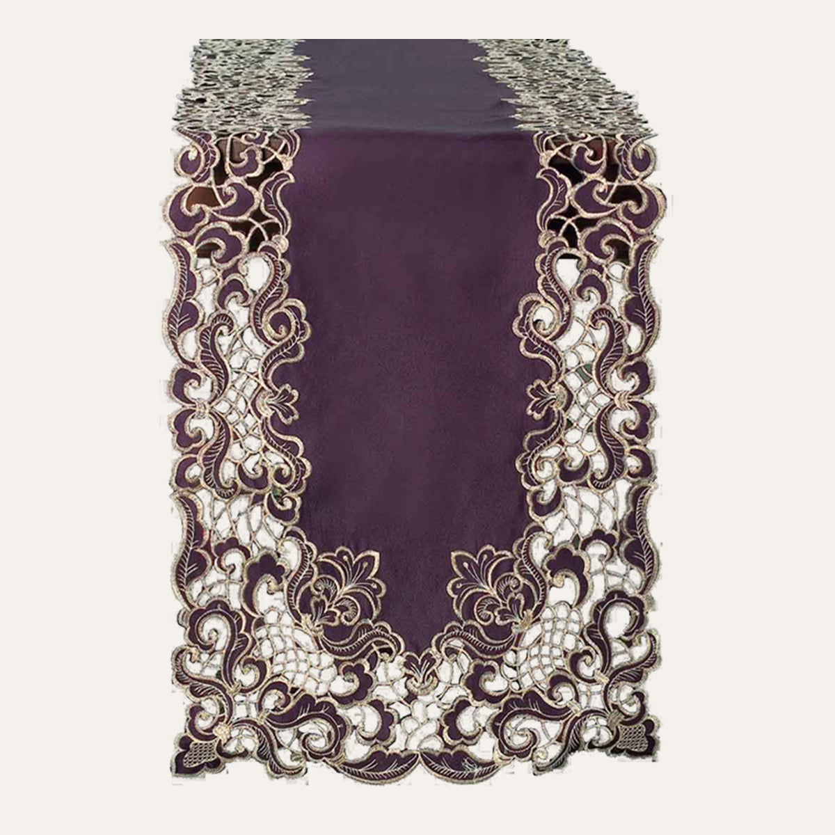 Amethyst Haze – Plum Gold Table Runner, Granada Collection Artistic Table Décor 14*108 inch - Decozen