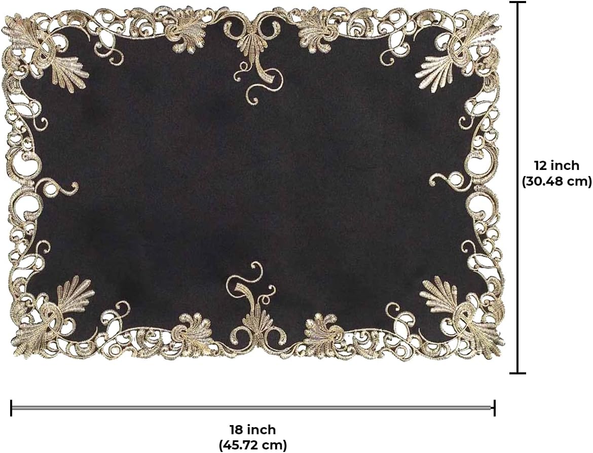 Set of four black and gold table placemats from the Chantelle Collection by RIZ-008-PM, stylish table setting accessories.