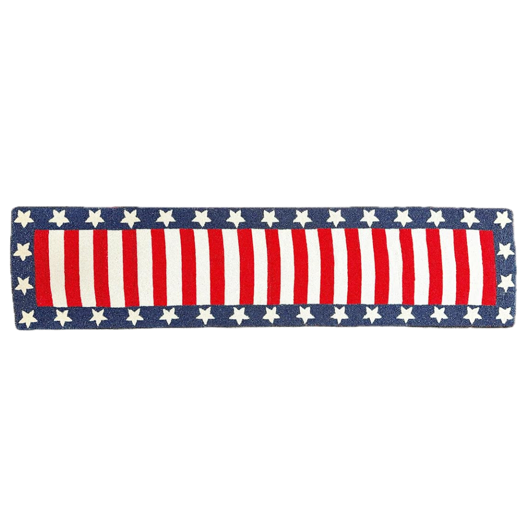USA Flag Beaded Table Runner 13" x 54" - Decozen