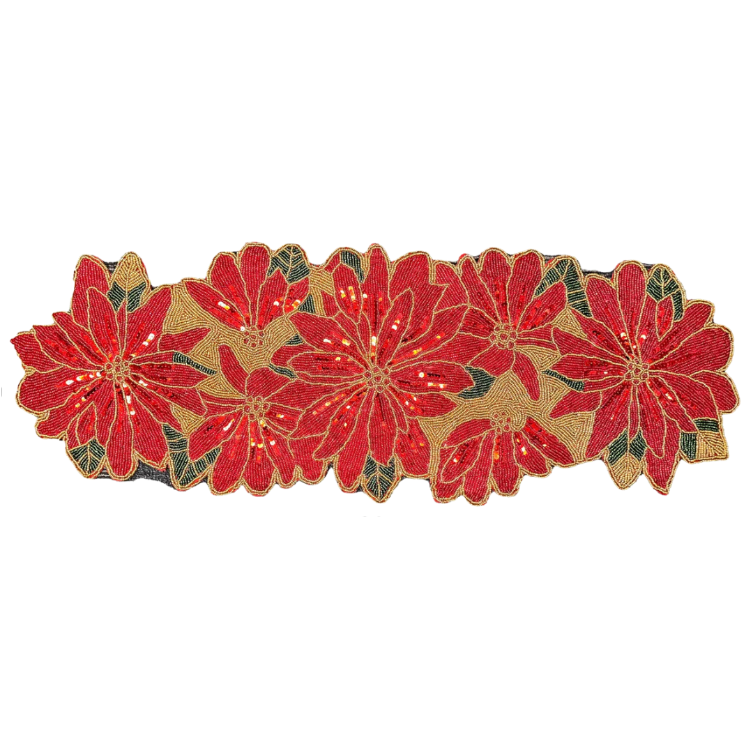 Beaded Table Runner - Christmas Red - Decozen