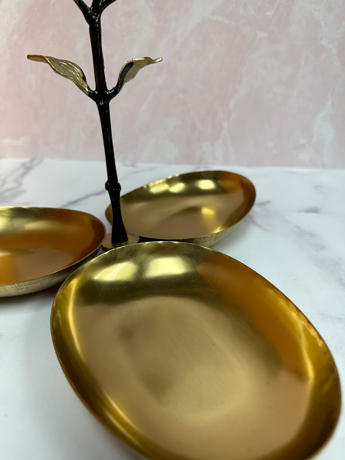 Three-bowl condiment server in neutral tones, part of 12417ELBA kitchen décor, perfect for serving sauces and condiments.