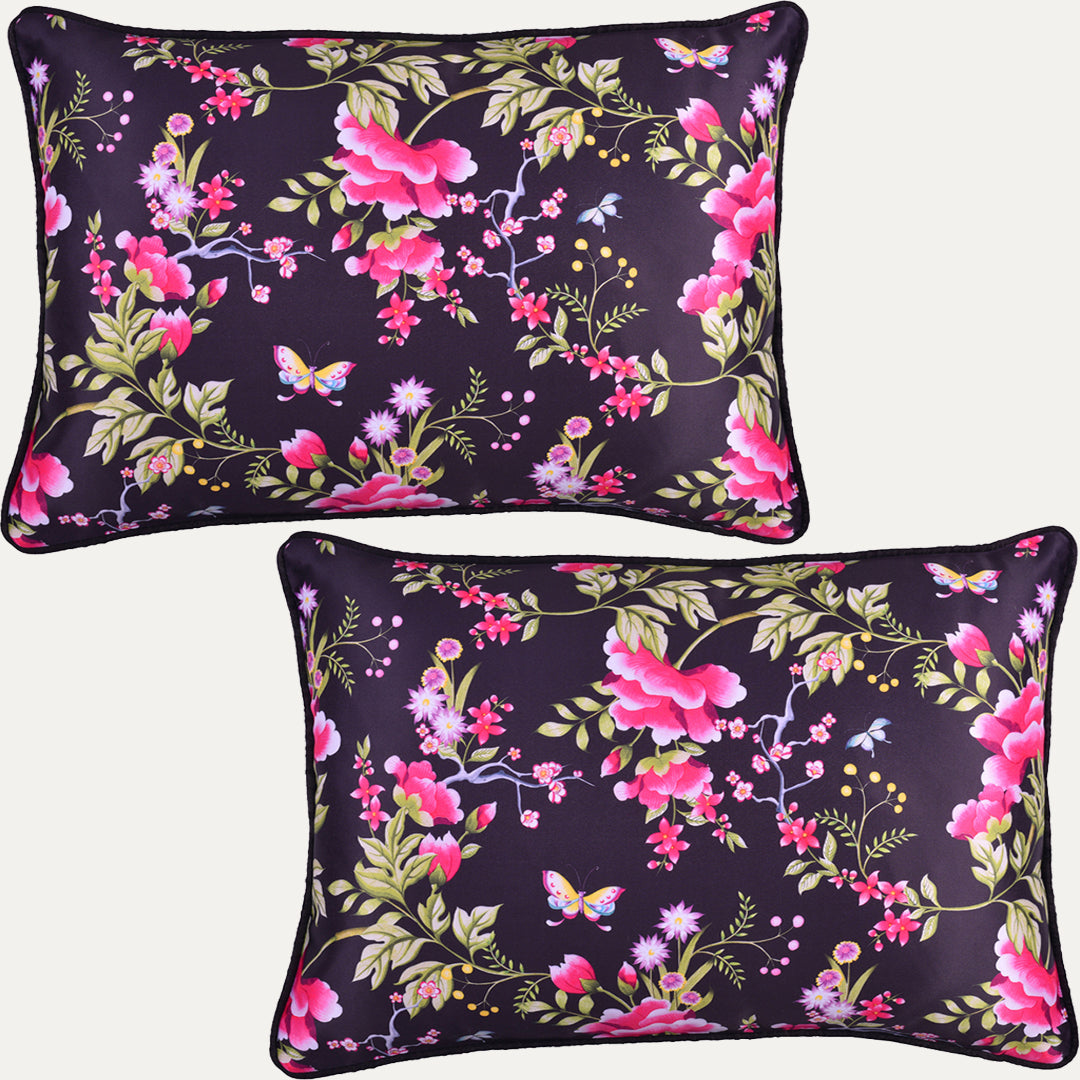 Floral Printed Throw Pillow Covers - 14 x 20 Inches - Decozen