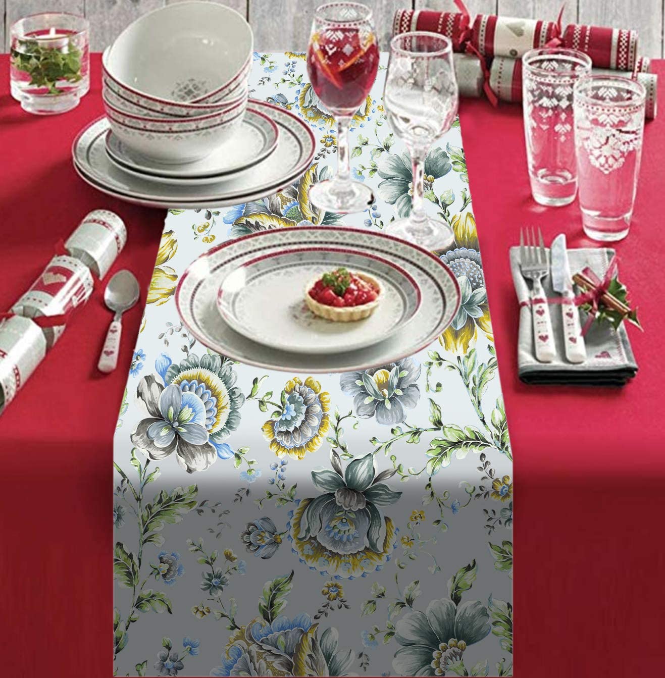 Printed Table Runner - Jaco Blue - Decozen
