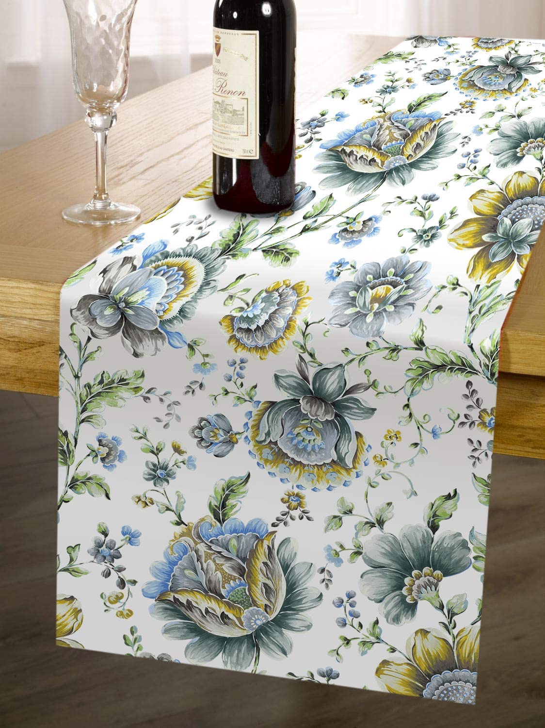 Printed Table Runner - Jaco Blue - Decozen