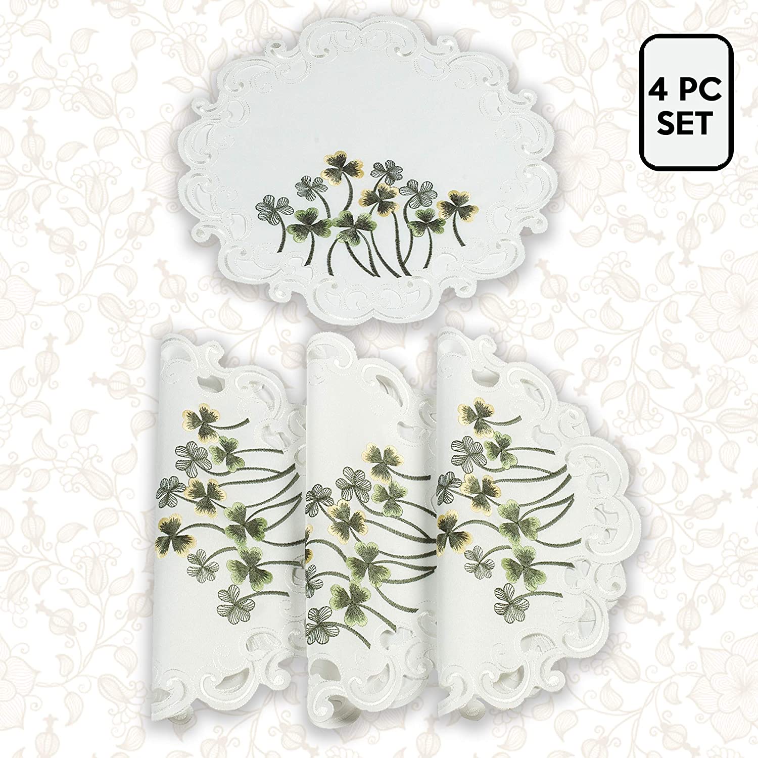 Round Linen Placemat Doilies - Set of 4 - Decozen