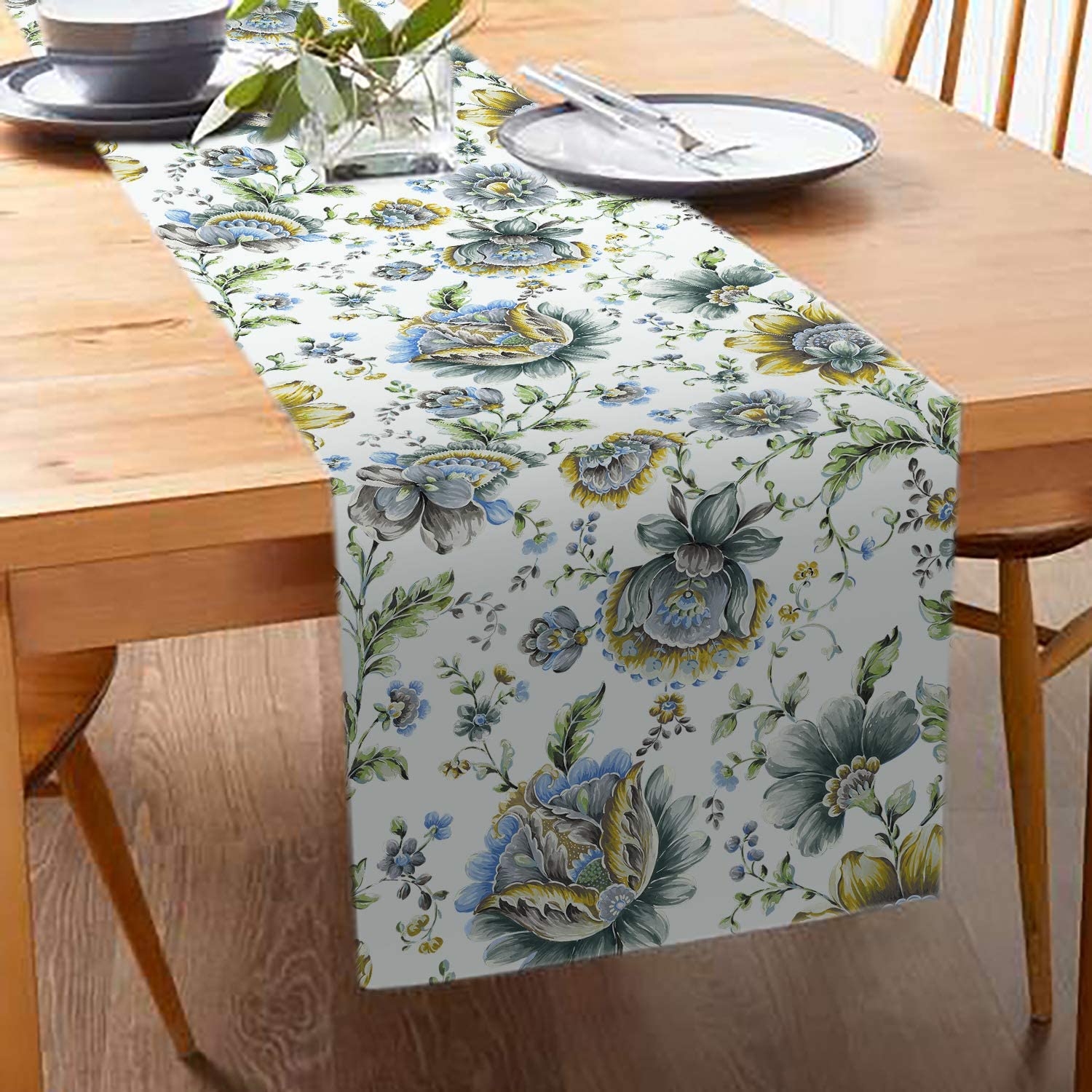 Printed Table Runner - Jaco Blue - Decozen