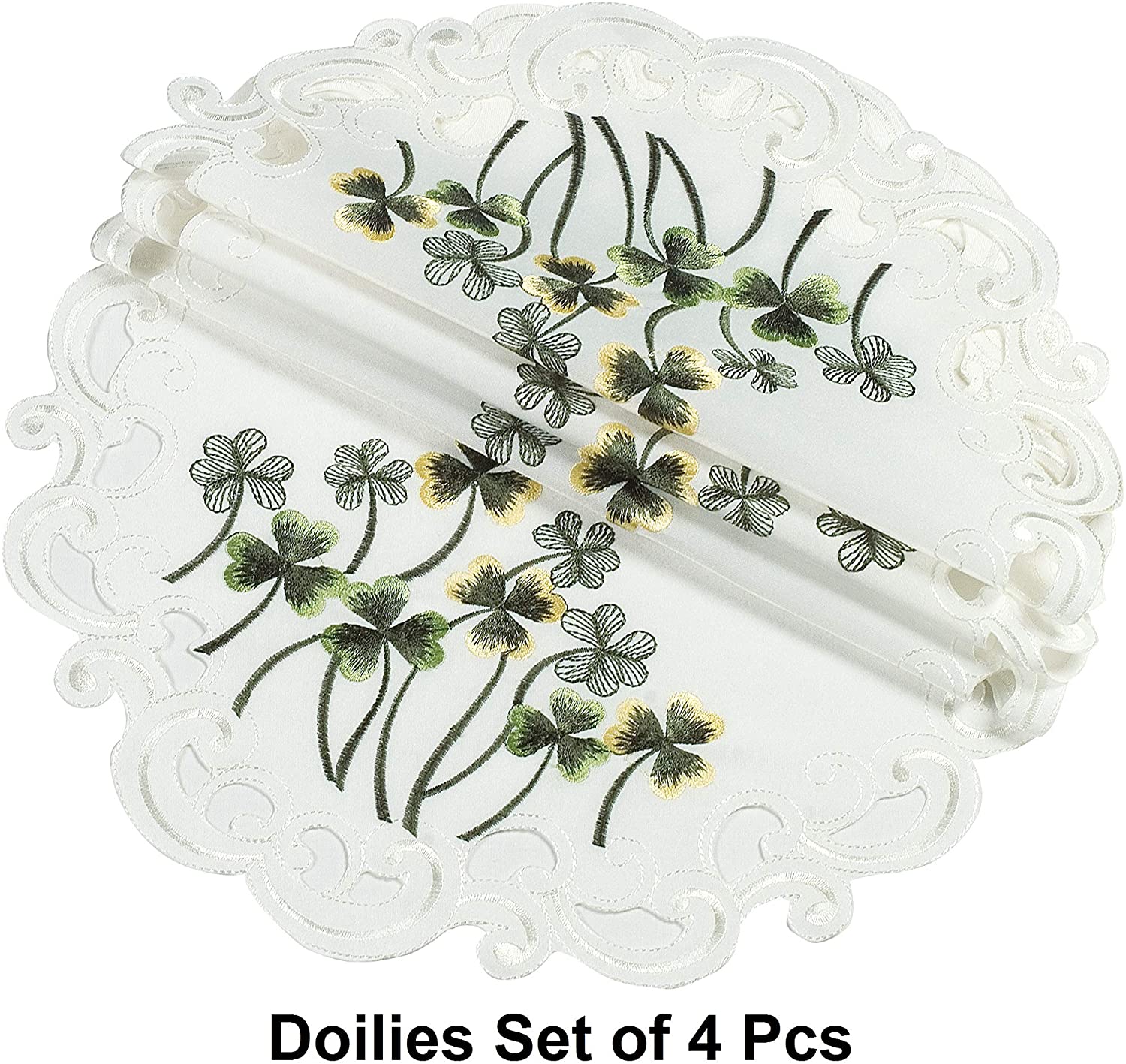 Round Linen Placemat Doilies - Set of 4 - Decozen