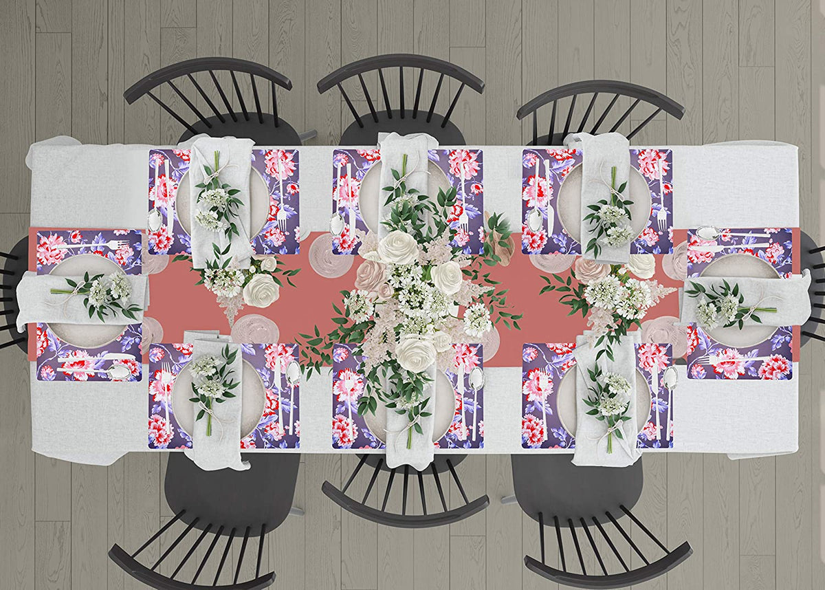 Set of four floral design cork-backed placemats by ATKP-4CK, showing colorful flower patterns on natural cork surface.