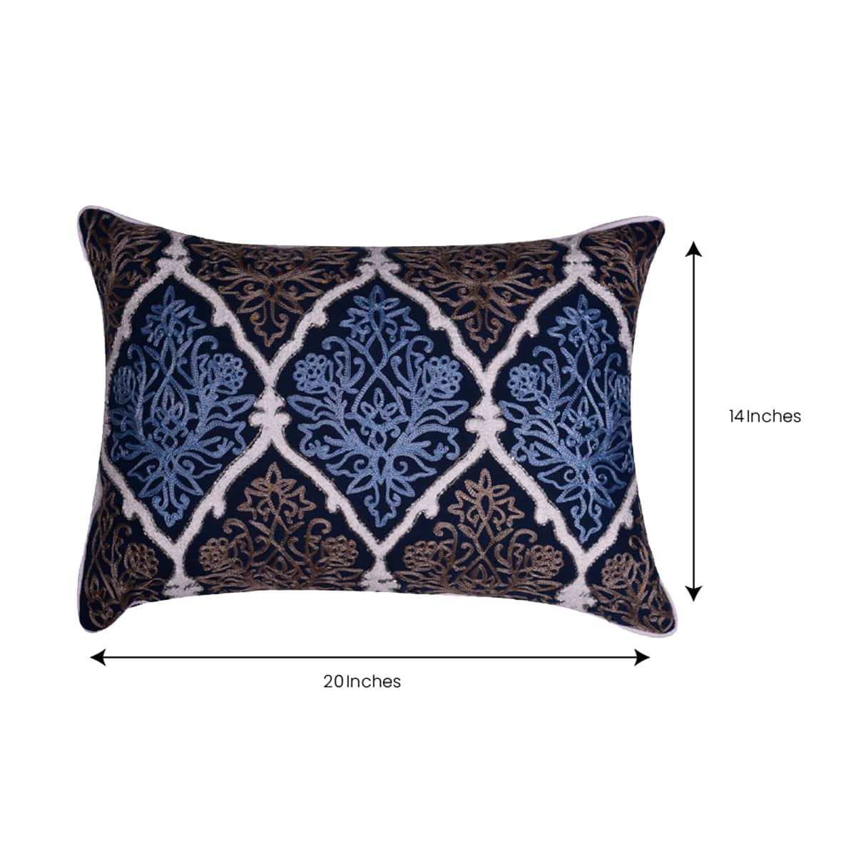 Set of four blue and brown throw pillow covers, 14x20 inches, made by CU6071-35 for stylish home decor.