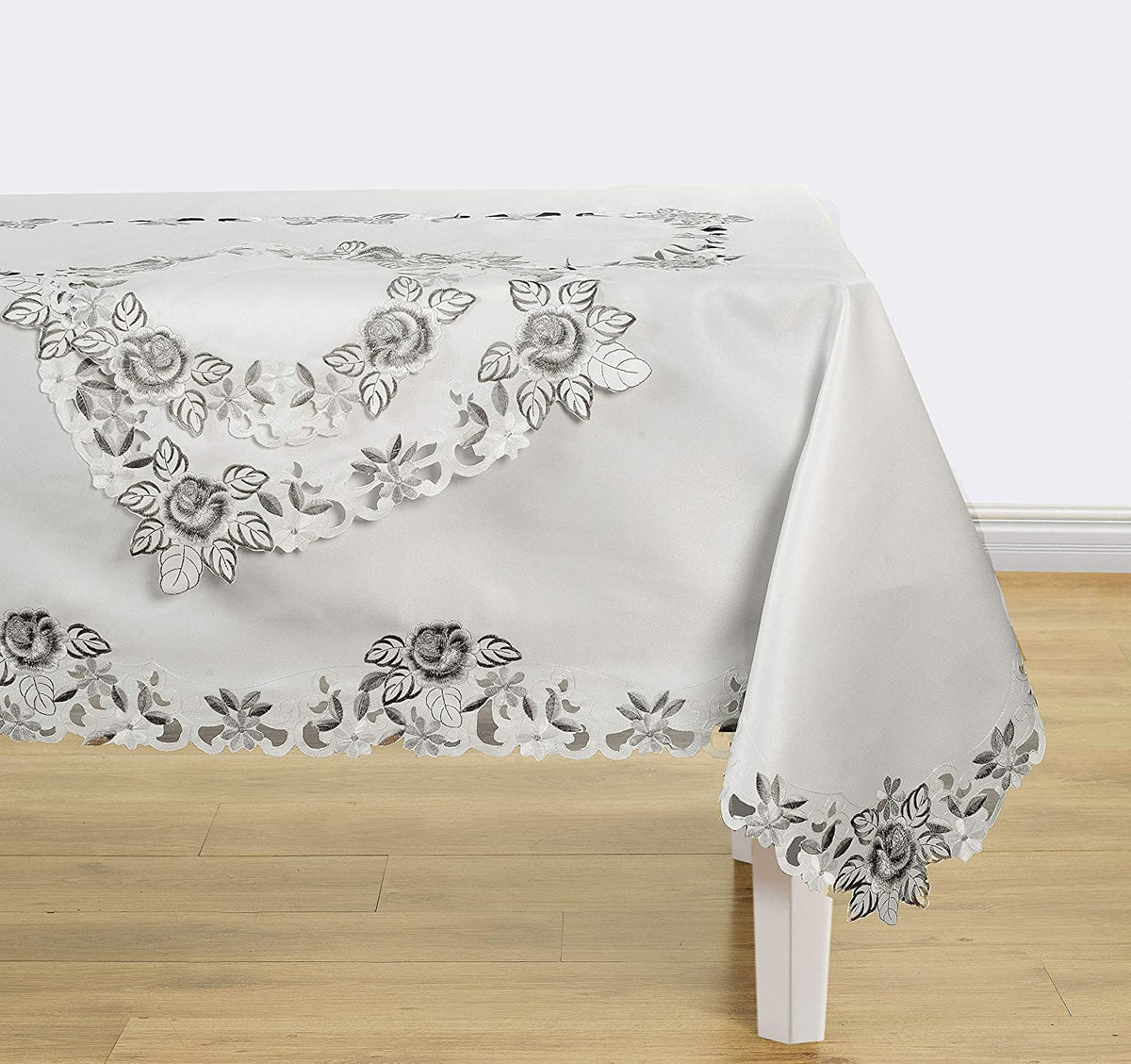 Set of six linen placemats with European embroidery from the Alois Collection, featuring intricate design and elegant craftsmanship.