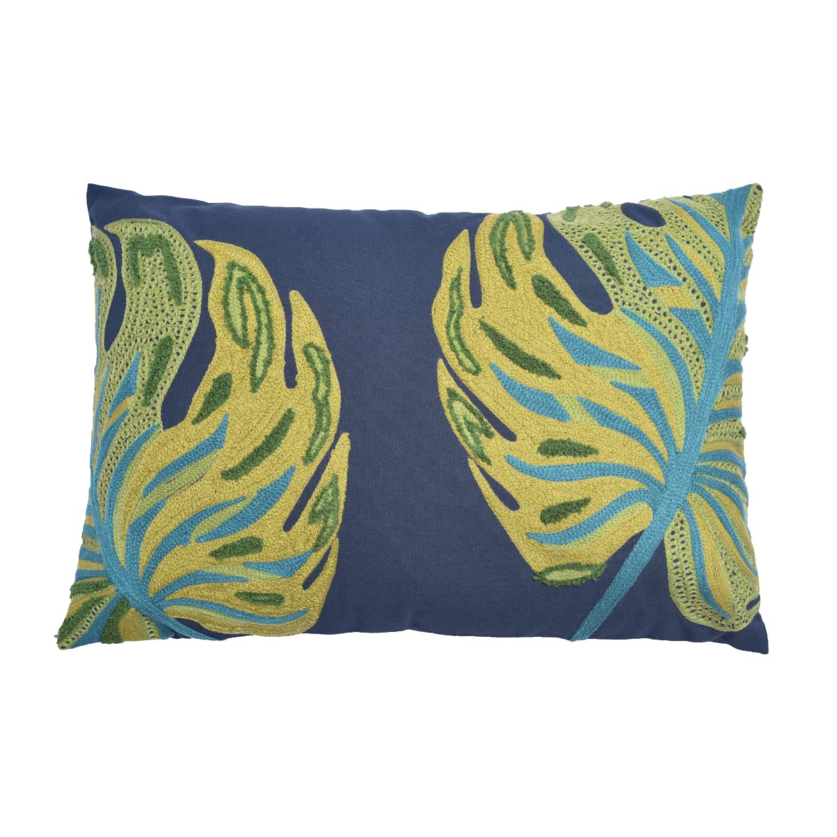 Embroidered leaf design throw pillow cover, printed cushion by LDC2018017, featuring a nature-inspired leaf pattern on fabric.