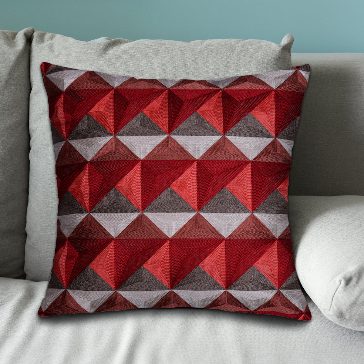 Red Gray Throw Pillow Covers - 20 x 20 inches - Decozen