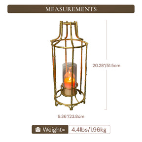 Gold Metal Frame and Glass Candle Holder Lantern