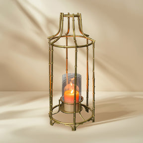 Gold Metal Frame and Glass Candle Holder Lantern