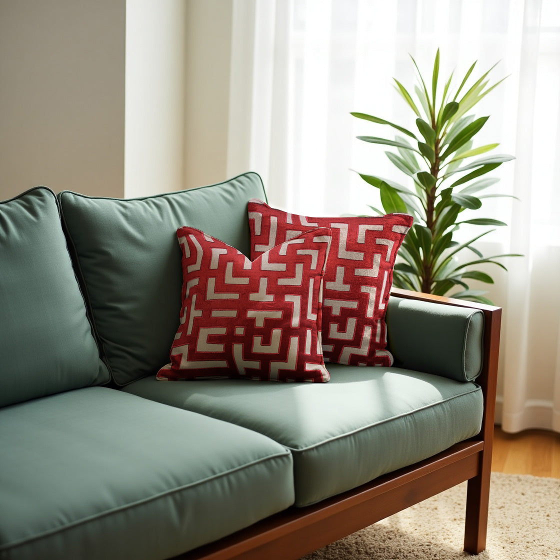 Red Throw Pillow Covers - 20 x 20 inches - Decozen