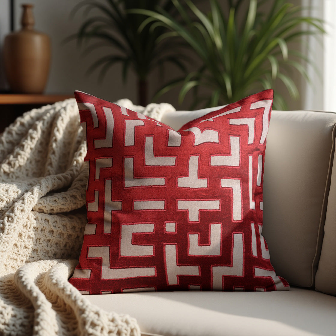 Red Throw Pillow Covers - 20 x 20 inches - Decozen