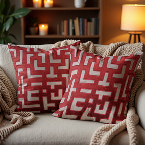 Red Throw Pillow Covers - 20 x 20 inches - Decozen