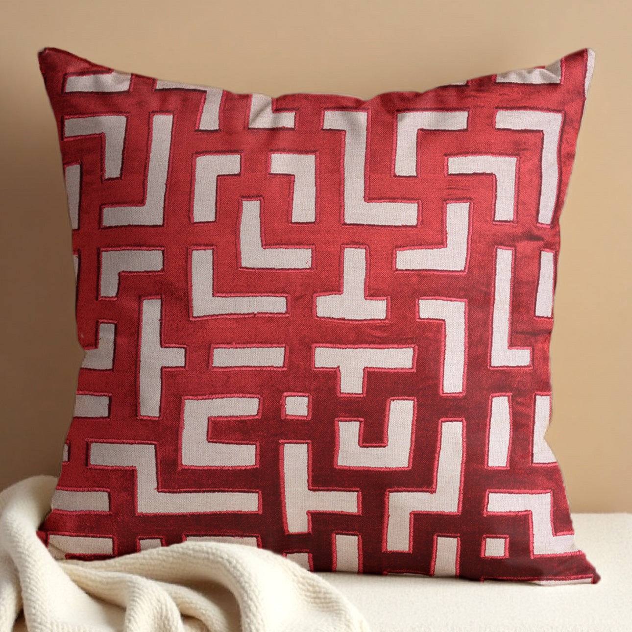 Red Throw Pillow Covers - 20 x 20 inches - Decozen