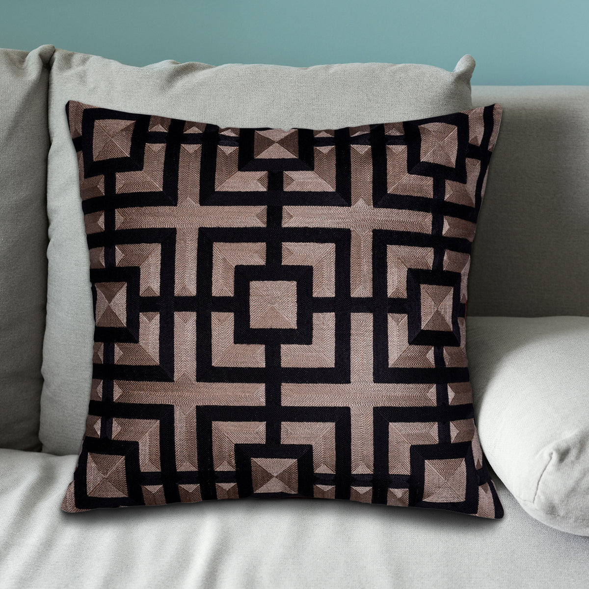 Brown Black Throw Pillow Covers - 20 x 20 inches - Decozen