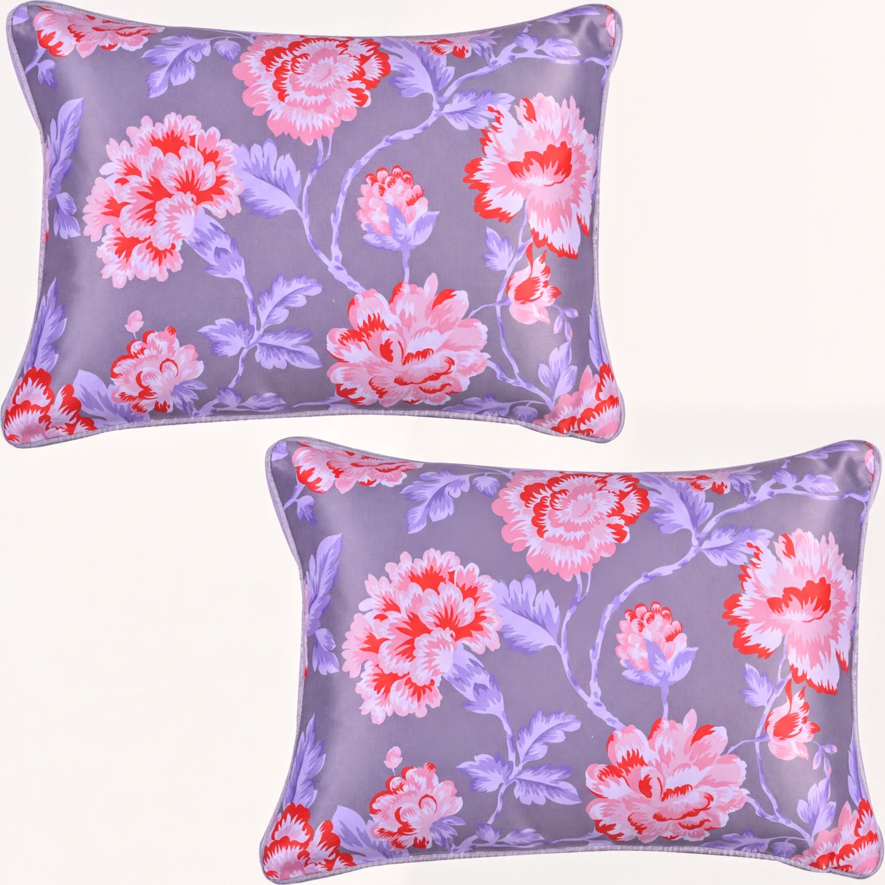 Floral printed throw pillow cover in size 14x20 inches, designed by CC-9694-4, showcasing colorful flower patterns on fabric.