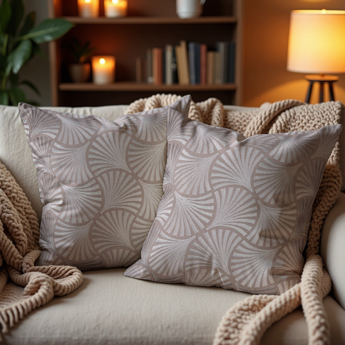 Beige Brown Throw Pillow Covers - 20 x 20 inches