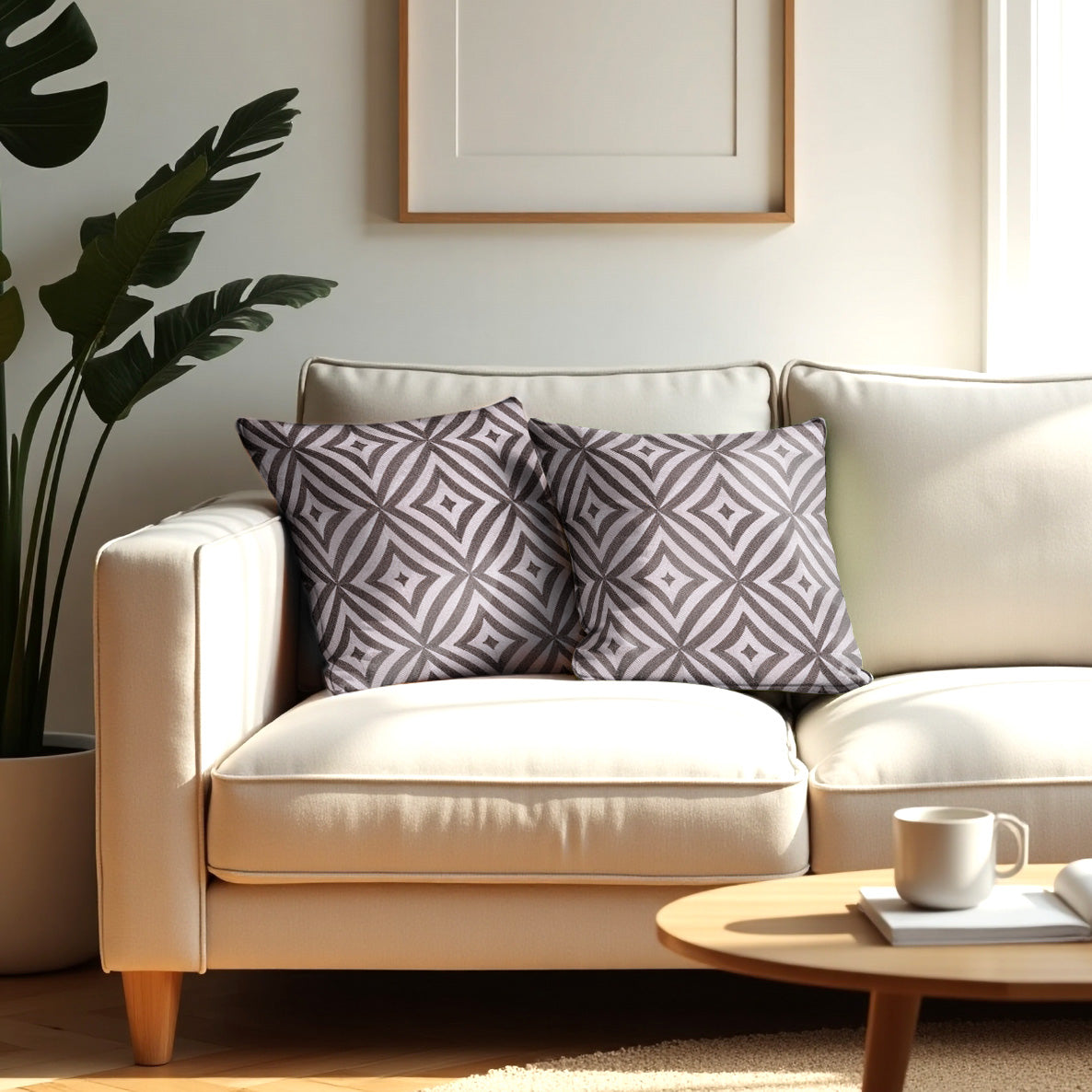 Beige Brown Throw Pillow Covers - 20 x 20 inches