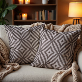 Beige Brown Throw Pillow Covers - 20 x 20 inches