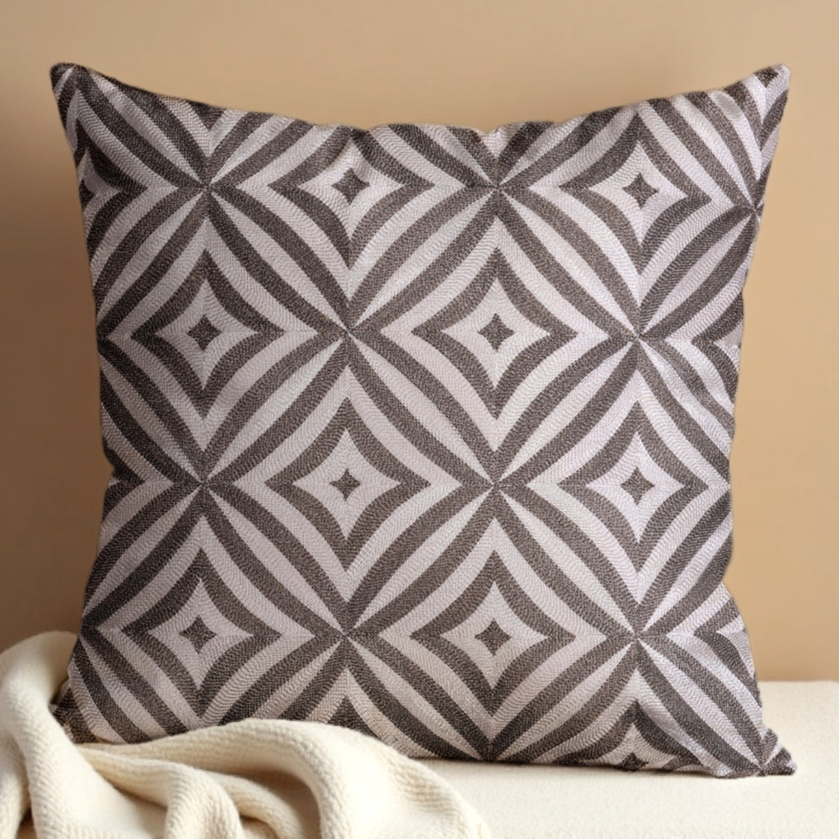 Beige Brown Throw Pillow Covers - 20 x 20 inches