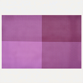 Pink and purple PVC placemats from 22255, heat-resistant, washable vinyl table protectors for indoor and outdoor kitchen decor.