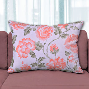 Floral printed throw pillow cover from CC-9692-4, 14 x 20 inches, featuring vibrant flower patterns on fabric.