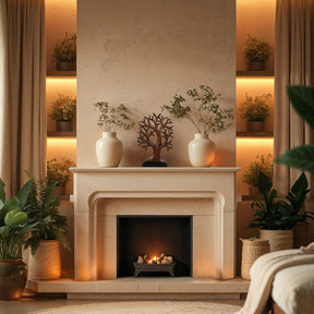 Large hand-carved Brumit Tree of Life wooden sculpture, decorative wooden décor piece with intricate craftsmanship from Decozen Luxe.