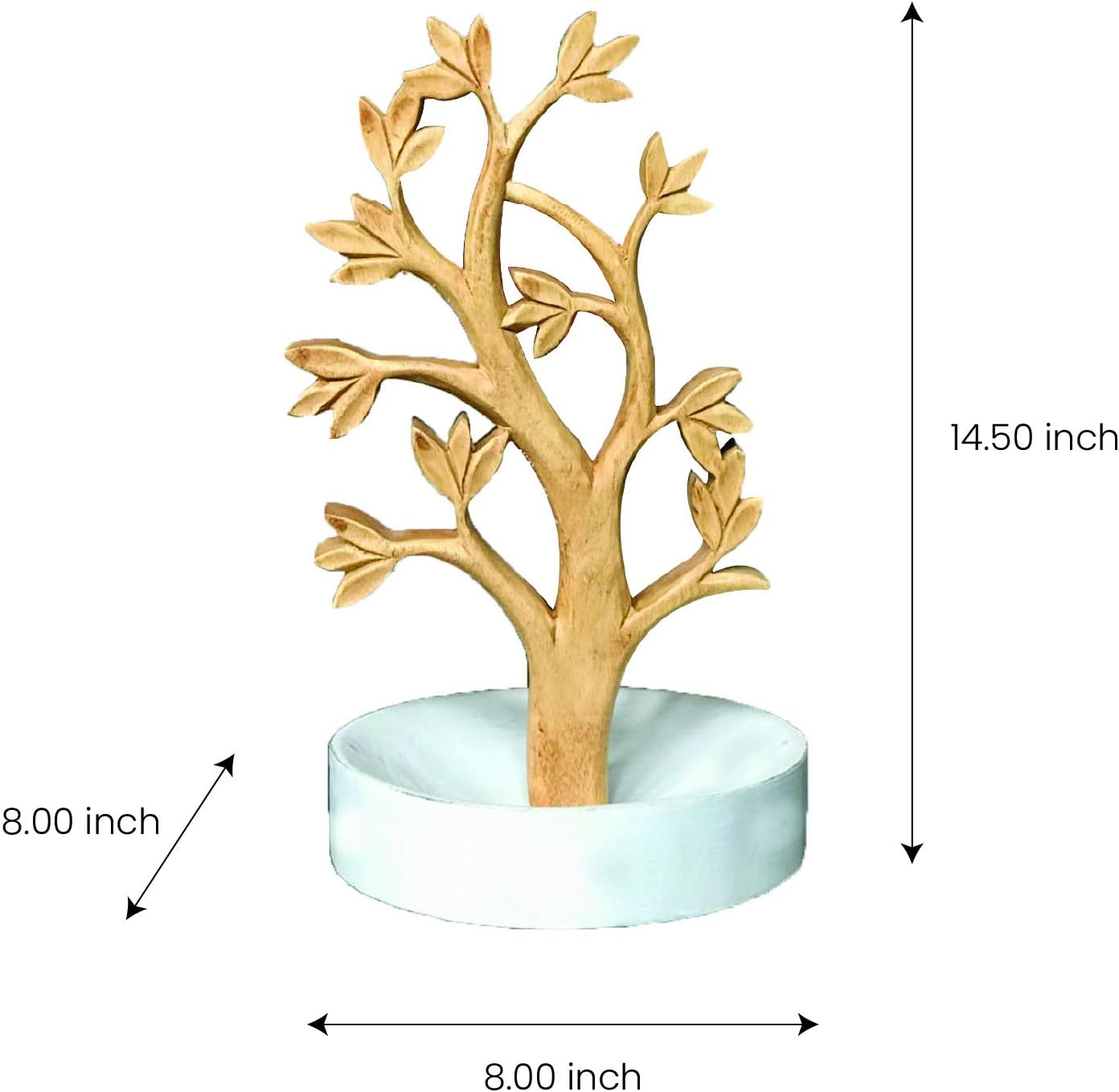 Timber Grace – Solid Wood Jewelry Tree, Handmade Decorative Organizer Stand - Decozen