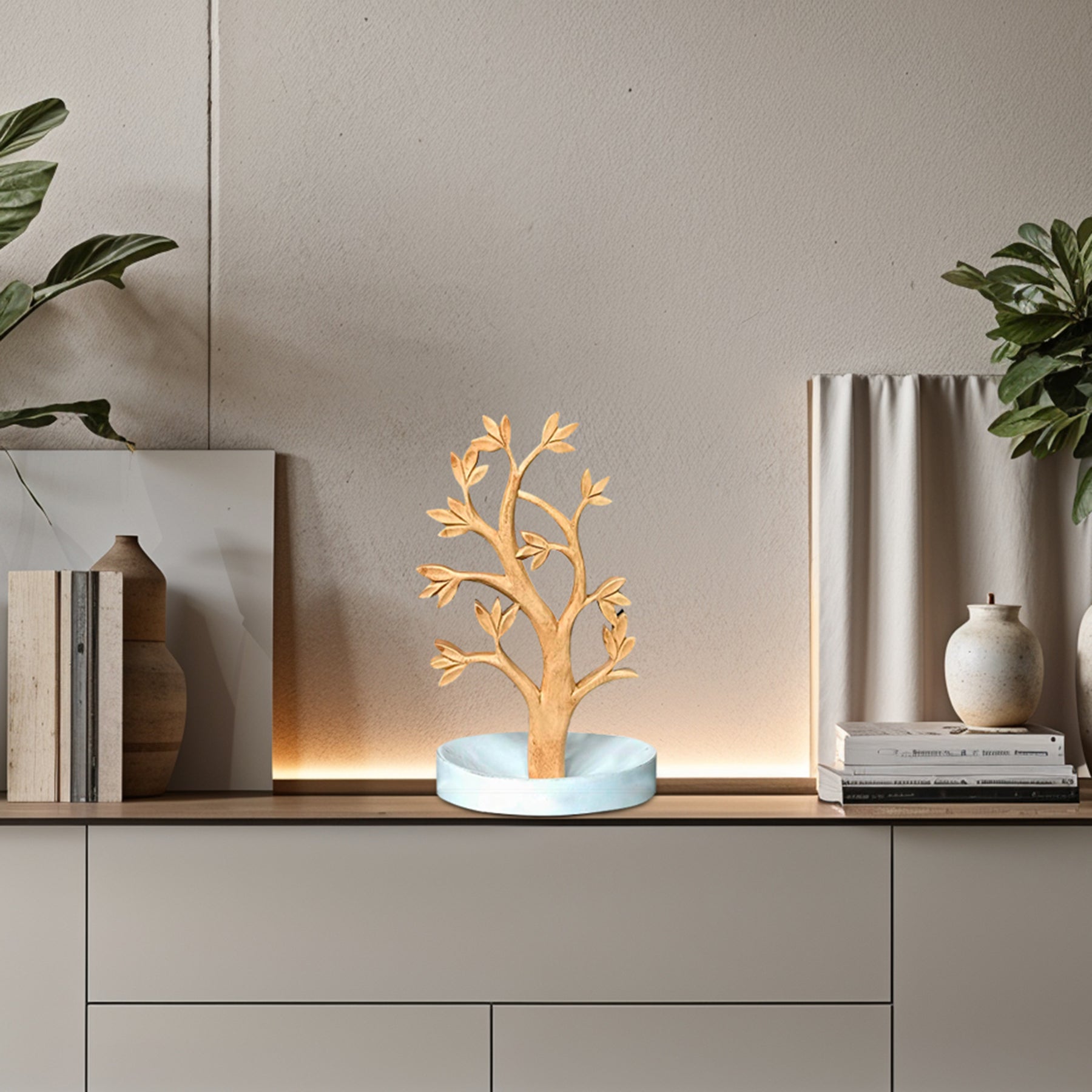 Timber Grace – Solid Wood Jewelry Tree, Handmade Decorative Organizer Stand - Decozen