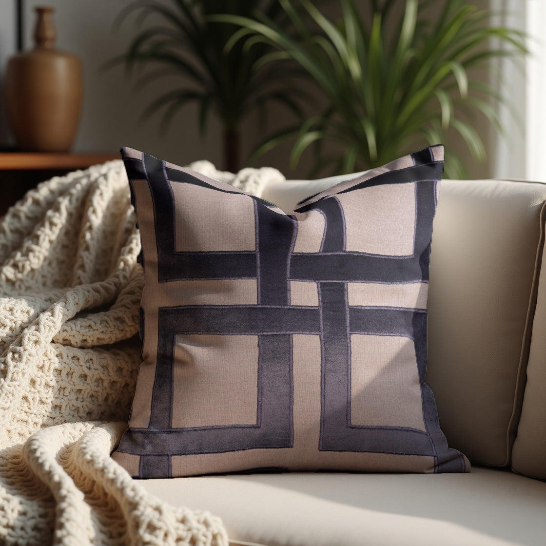 Beige Brown Throw Pillow Covers - 20 x 20 inches