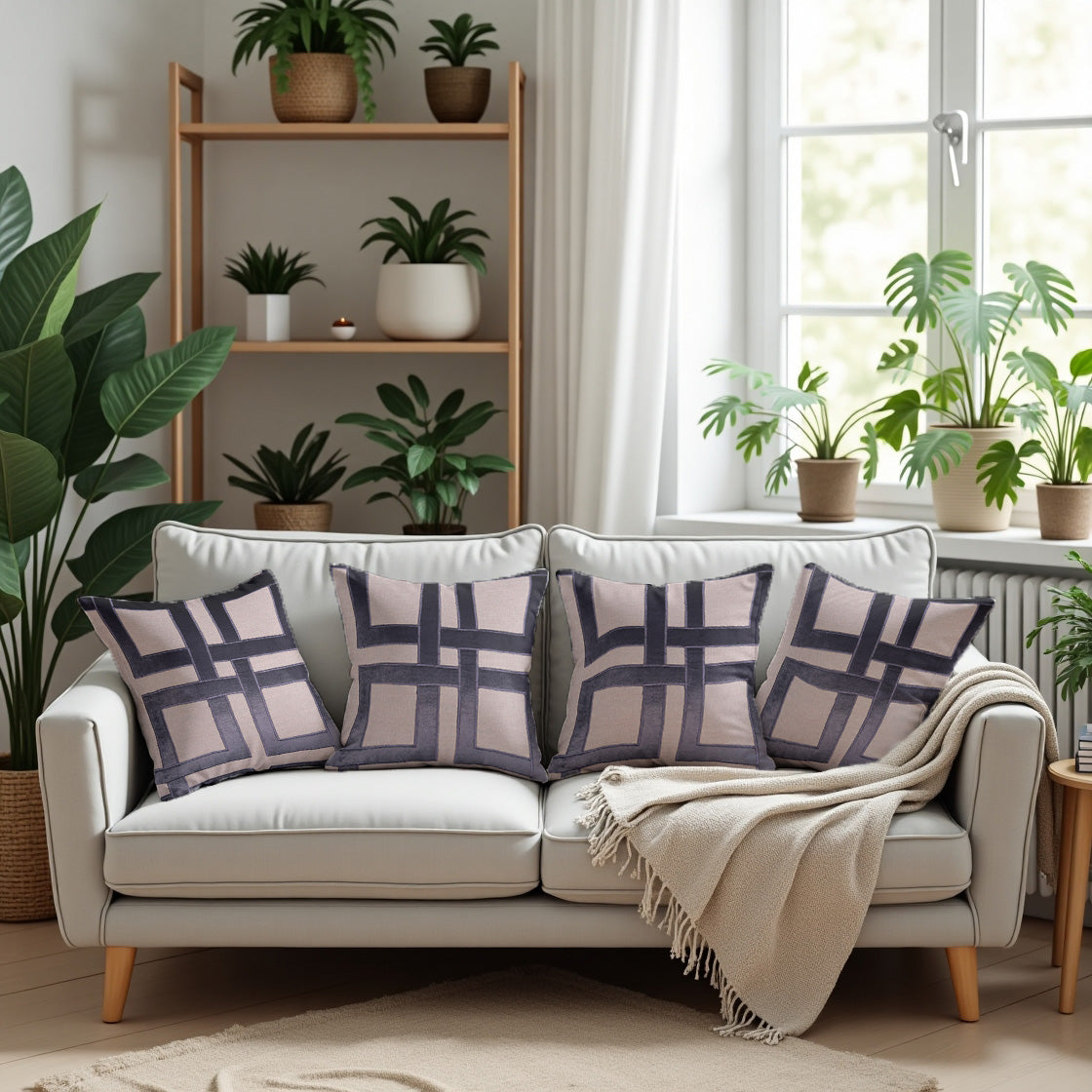 Beige Brown Throw Pillow Covers - 20 x 20 inches