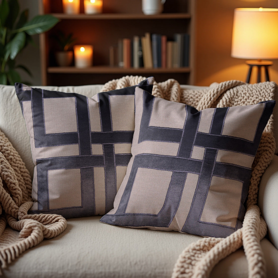 Beige Brown Throw Pillow Covers - 20 x 20 inches