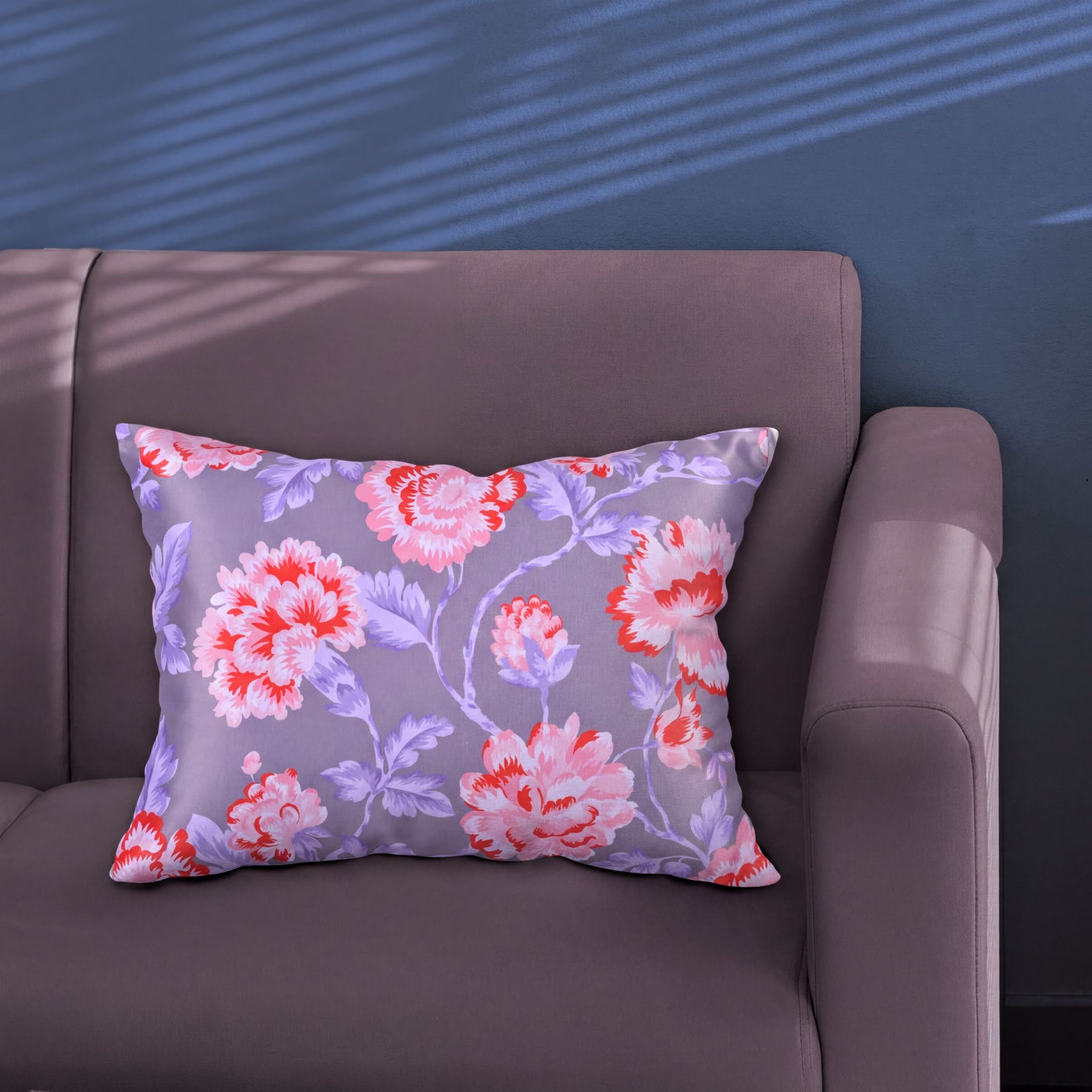 Floral printed throw pillow cover in 14x20 inches, featuring colorful flower patterns on soft fabric.