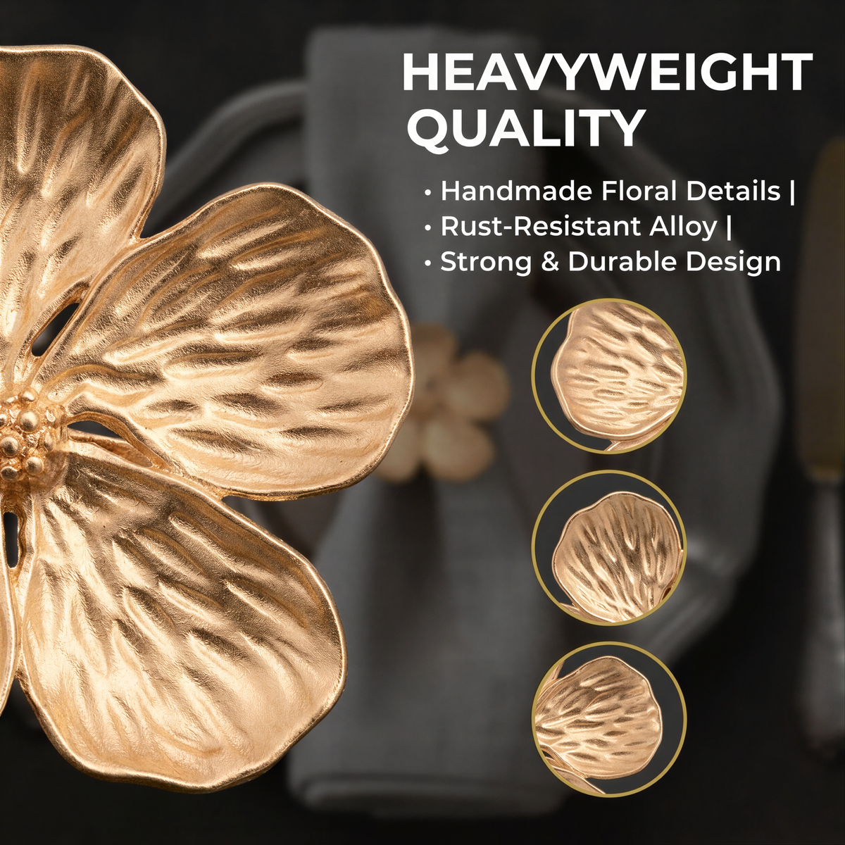 a close-up view of a gold-colored flower-shaped object, highlighting its intricate details and craftsmanship.